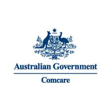 Logo of the Australian Government Comcare on a white background