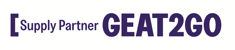 Logo blue on white background, reads: Supply Partner GEAT2GO. 