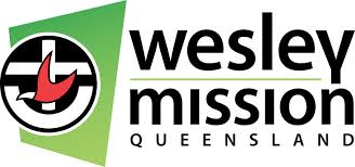 Wesley Mission Queensland logo with a cross and dove on a green background