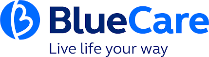 BlueCare logo with tagline 'Live life your way' on a white background